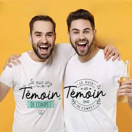 Mannen T-shirts Franse Brief Team Bruidegom Print Shirt Vrijgezellenfeest Vrijgezellenfeest T-shirt Mannelijke Tees Bruiloft Stalknecht Kleding T-shirts mannen Tops