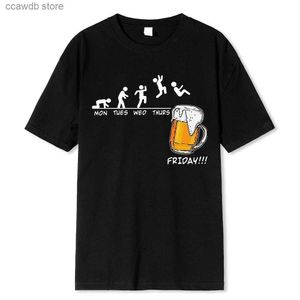 T-shirts voor heren Vrijdag Bierprint Heren Merk T-shirts Grappig Grafisch Hip Hop Zomer Mannen T-shirts Street chic Katoen Harajuku T-shirt Korte mouw T240105