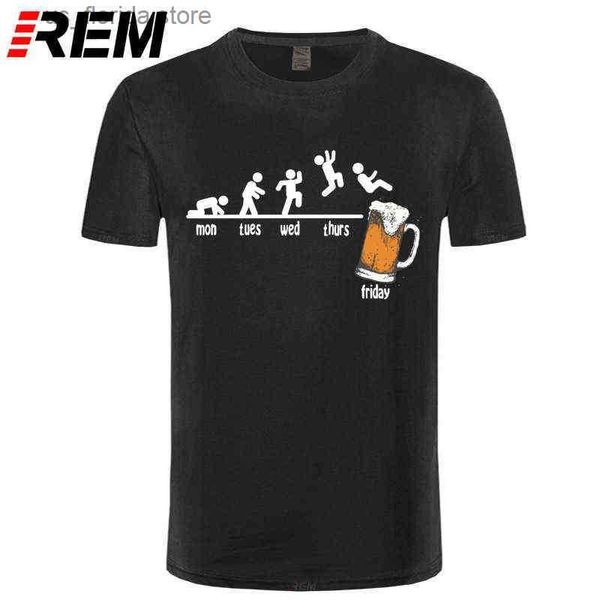 T-shirts pour hommes Vendredi Br Boire O Cou Hommes T-shirt Calendrier drôle Lundi Mardi Mercredi Jeudi T-shirts en coton imprimé numérique G1222 Y240402