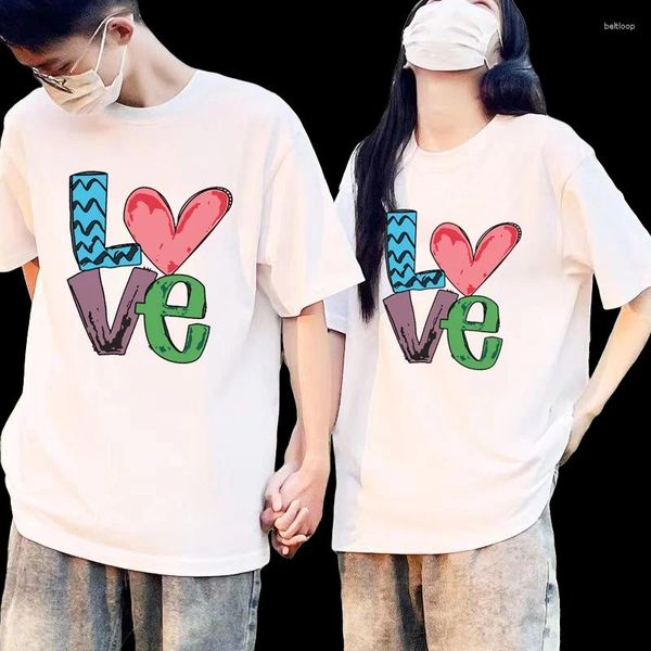 T-shirts pour hommes Les amateurs de rue frits portent des t-shirts en coton haut de gamme pour femmes datant de la version coréenne de la marée supérieure