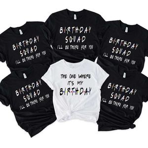 T-shirts voor heren vrienden Verjaardagsgroep T-shirt Happy Birthday Crew Squad Party Tops For Girl TS Fashion Letter Tops Y2K Graphic Women Clothing T240506