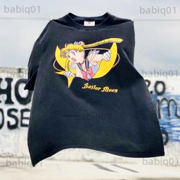 T-shirts voor heren Frog Drift Fashion Anime Sailor Moon Otenze losse oversize zwarte tee T-shirt tops voor mannen T230321