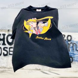 T-shirts voor heren Frog Drift Fashion Anime Sailor Moon Otenze losse oversize zwarte T-shirt T-shirt Tops voor mannen T230512