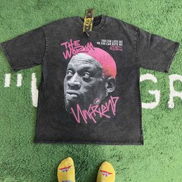 Herren T-Shirts Frog Drift Mode Vintage Lose Basketball Grafik Retro Waschen Sommer Der Wurm Dennis Rodman Übergroßes T-Shirt T-Shirt Tops Männer T5466