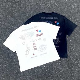T-shirts pour hommes Frog Drift SAINT MICHAEL Streetwear Bubble Little Angel Imprimé Motif Tees 100Cotton Loose Casual Tops T-Shirt Pour Hommes Unisexe T230621