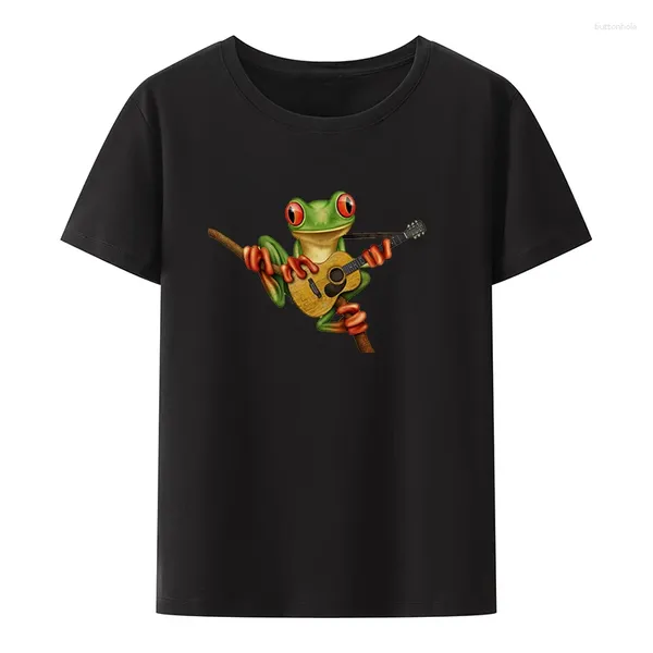 T-shirts pour hommes grenouille guitariste coton T-shirts graphiques T-shirts nouveauté Camiseta Hombre loisirs rue mode Cool décontracté Camisetas