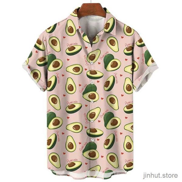 Camisetas para hombres Cerezas de plátano frutas 3D Camasas gráficas impresas para hombres Moda de la solapa hawaiana Bloqueía de la solapa de la solapa de la solapa