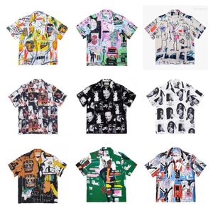 T-shirts pour hommes Collection complète Wacko Maria Chemise de haute qualité 1: 1 Graffiti Hawaii Beach Vacation T-shirt Cardigan pour hommes avec étiquettes