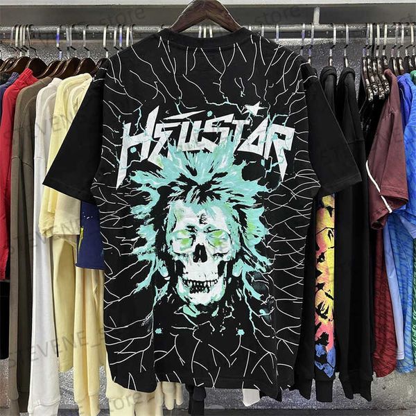 Camisetas para hombres Impresión completa Hellstar Electric Tee Hombres Mujeres Vintage Camiseta de alta calidad Tops Hip Hop Niños Manga corta T231214