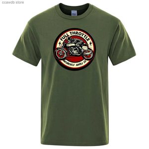 T-shirts hommes Full Throttle Cafe Racer Rockabilly Biker T-shirt imprimé Hommes Mode Casual manches courtes en coton en vrac Tshirt Summer Loose Tees T240105
