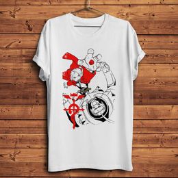 T-shirts pour hommes Fullmetal Alchemist Edward Elric Funny Anime Shirt Homme Blanc Manches courtes Hommes Casual Tshirt Unisexe Manga Streetwear Tee