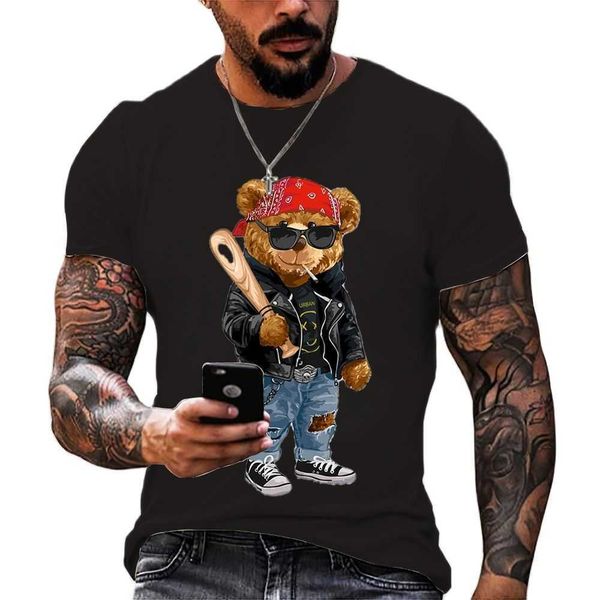 T-shirts pour hommes Funny 3D Teddy Bear Printing T-shirt pour hommes Casual Oneck Tops à manches courtes Summer Street Trend Hip Hop Harajuku T-shirts surdimensionnés Z0424