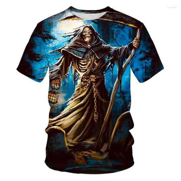 T-shirts pour hommes T-shirts drôles et effrayants 3D T-shirt imprimé 2022 Summer O-Cou Manches courtes Casual Nécessaire pour Halloween King Of The