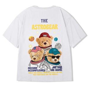 T-shirts pour hommes Funny Bear Astronaut Imprimé T-shirts surdimensionnés Homme Été T-shirts à manches courtes Couples Y2K Tee Tops Hip Hop Vêtements 230804