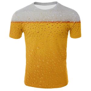 Camisetas para hombre cerveza divertida/papas fritas/hamburguesa camiseta con estampado 3D Unisex verano moda Casual camiseta de gran tamaño hombres mujeres ropa de calle Tops