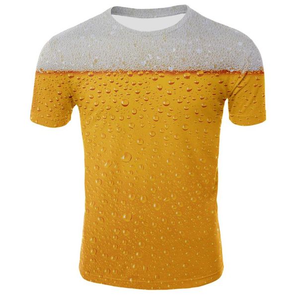 Camisetas para hombre cerveza divertida/papas fritas/hamburguesa camiseta con estampado 3D Unisex verano moda Casual camiseta de gran tamaño hombres mujeres ropa de calle Tops