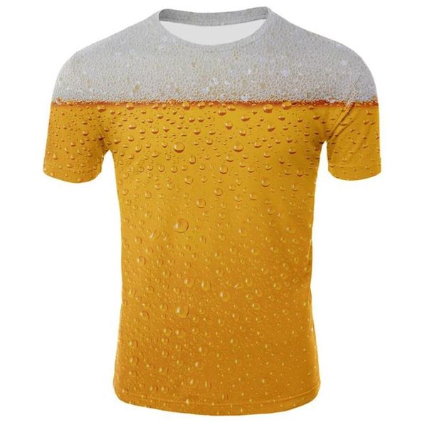 Camisetas para hombre, divertida cerveza, patatas fritas, hamburguesa, camisa con estampado 3D, camiseta informal de gran tamaño a la moda de verano Unisex para hombre y mujer Stre216K