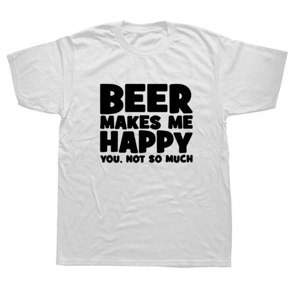 T-shirts masculins La bière drôle me rend heureux t-shirts graphiques en coton streetwear à manches courtes