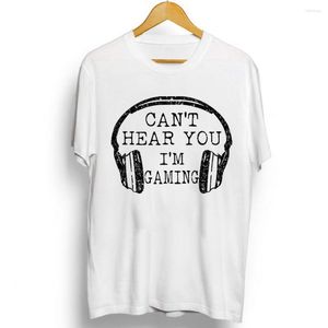 T-shirts pour hommes drôle ne peut pas vous entendre je suis casque de jeu chemise graphique jeux Gamer cadeau coton à manches courtes Harajuku