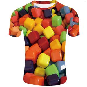 T-shirts pour hommes drôle bonbons 3D imprimé décontracté sport T-shirt été en plein air col rond Micro-élastique séchage rapide hauts T-shirt