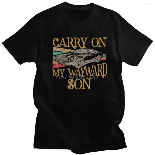 Camisetas para hombre, camiseta divertida de Carry On My Wayward Son, camiseta de ocio de algodón para hombre, camiseta Vintage de manga corta sobrenatural de TV, ropa