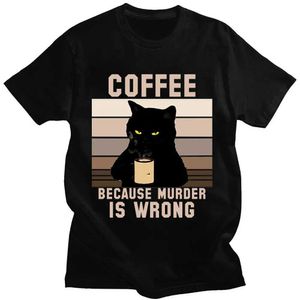T-shirts masculins drôles de chat coffre parce que le meurtre est une mauvaise lettre T-shirt pour hommes 100% coton t-shirts surdimensionnés courts slve ts vêtements t240510