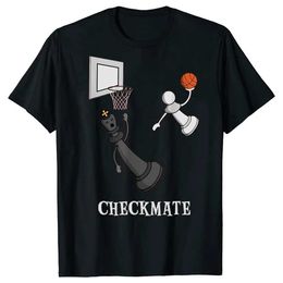 Camisetas masculinas divertidas compañera de cheque de ajedrez tablero de baloncesto rey camisetas gráficos algodón strtwear corta slve regalos de cumpleaños camiseta de verano T240506