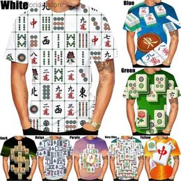 T-shirts pour hommes drôle chinois Mahjong graphique t-shirt pour hommes vêtements mode strtwear court Slve décontracté col rond T-shirt unisexe Tops T Y240321