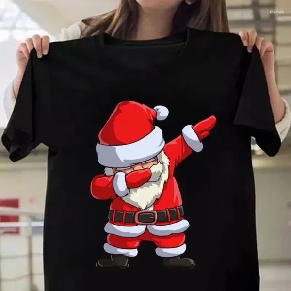 Camisetas para hombre, divertida camiseta con estampado navideño de Papá Noel, ropa de calle para hombre y mujer, camisetas casuales bonitas, camiseta de moda de gran tamaño