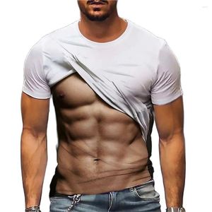 Camisetas para hombre, ropa divertida, camiseta con estampado de modelo masculino musculoso en 3d, camisetas de manga corta Harajuku, camisetas holgadas informales de calle