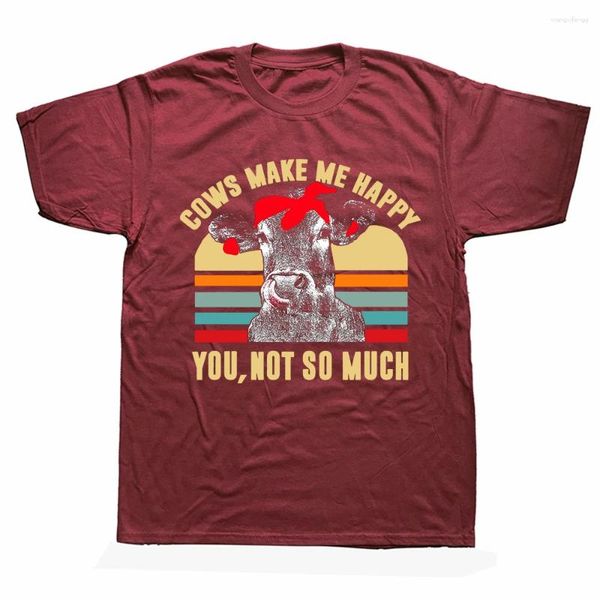 T-shirts pour hommes vaches drôles me rendent heureux pas été graphique coton Streetwear agriculteur cadeaux agricoles T-shirt vêtements pour hommes