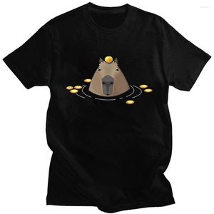 Camisetas para hombre, divertidas y lindas camisetas de dibujos animados de animales para hombres y mujeres, camiseta de manga corta de gran tamaño, camiseta de algodón con diseño Vintage de carpincho, primavera y verano