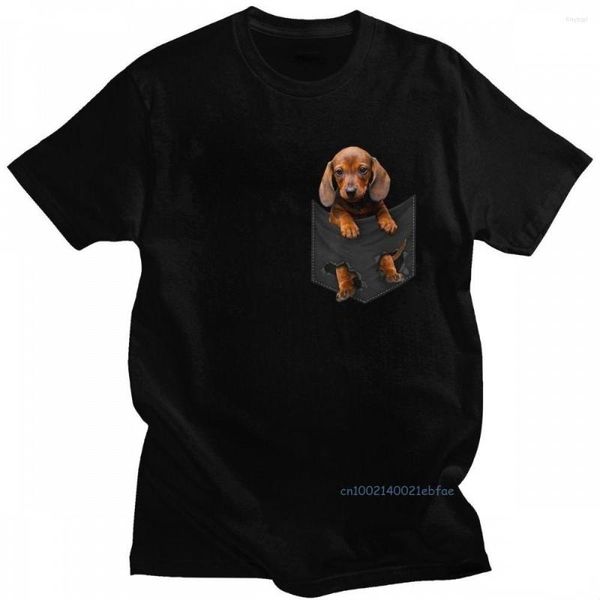 T-shirts pour hommes Teckel drôle dans ma chemise de poche Hommes T-shirt à manches courtes Mode Kawaii Imprimer Pet Dog Tees Casual Designer Tops Coton