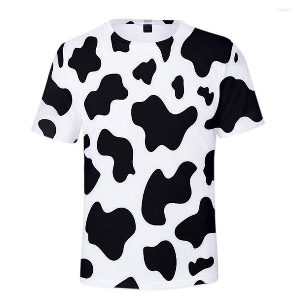 Camisetas para hombre, divertida camiseta con patrón de vaca lechera, camiseta de dibujos animados para niños, camiseta informal de manga corta de verano para niños, camisetas con personalidad