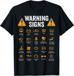 T-shirts pour hommes Funny Driving Warning Signs 101 Auto Mechanic Gift Driver T-shirt Mode Casual T-shirt Coton Hommes Tops Tees 230419