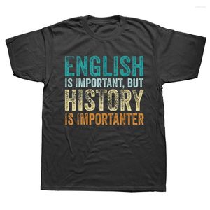 Heren t shirts grappig Engels is belangrijk, maar geschiedenis importanter leraar grafische streetwear korte mouw verjaardagscadeaus t-shirt
