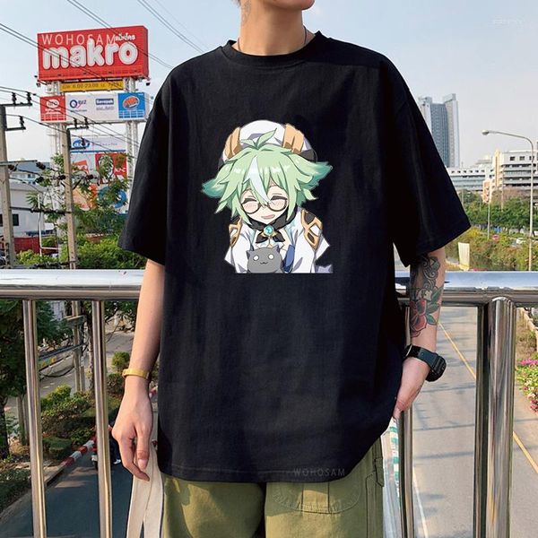 Camisetas para hombres Camisetas divertidas de Genshin Impact Game Camisetas Ropa Camisetas Tops Kawaii Sucrose / Xiao / Morax Gráficos Primavera y verano O-cuello Manga corta