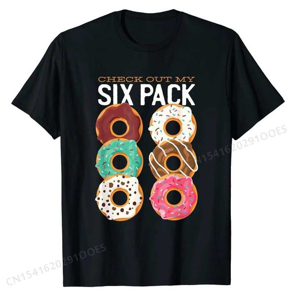 T-shirts masculins Gift Funny Vérifiez mon six pack beignets t-shirt Company Design Tshirts Cotton Mens Tops TS Summer T240425