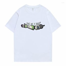 Heren t shirts grappig geef me een hand grafisch t-shirt mannen vrouwen anime cartoon streetwear unisex y2k mode casual t-shirt korte mouw