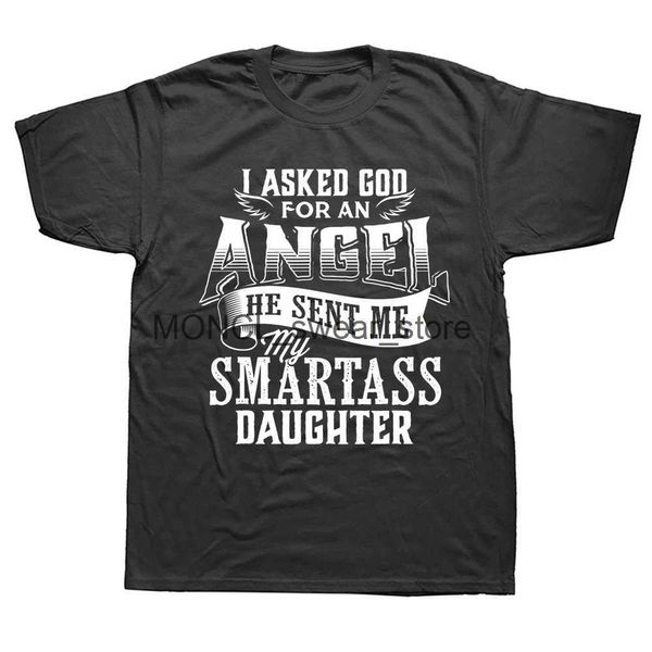 T-shirts masculins drôle Dieu m'a envoyé une fille Smartass T-shirts graphique coton strtwear court slve papa père jour t-shirt pour hommes vêtements h240506