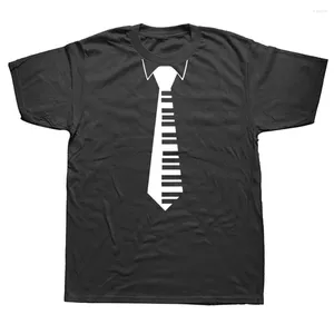 T-shirts pour hommes drôle Hip Hop touches de Piano cravate clavier musique chemise hommes pianiste T-Shirt coton Simple à manches courtes hauts col rond