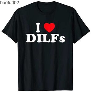 Heren t-shirts grappig ik hou van dilfs i hart dilf t-shirt w0322