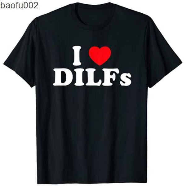 T-shirts pour hommes Funny I Love DILFs I Heart DILF T-shirt W0322