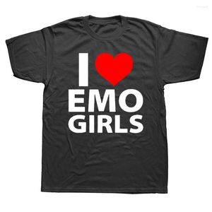 Camisetas de hombre divertidas I Love Emo Girls verano estilo gráfico algodón Streetwear manga corta regalos de cumpleaños camiseta ropa de hombre