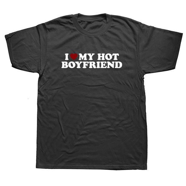 T-shirts masculins drôles j'aime coeur mon petit ami Valentin Couple Couple T-shirts graphiques Cotton Streetwear T-shirt à manches courtes 230321