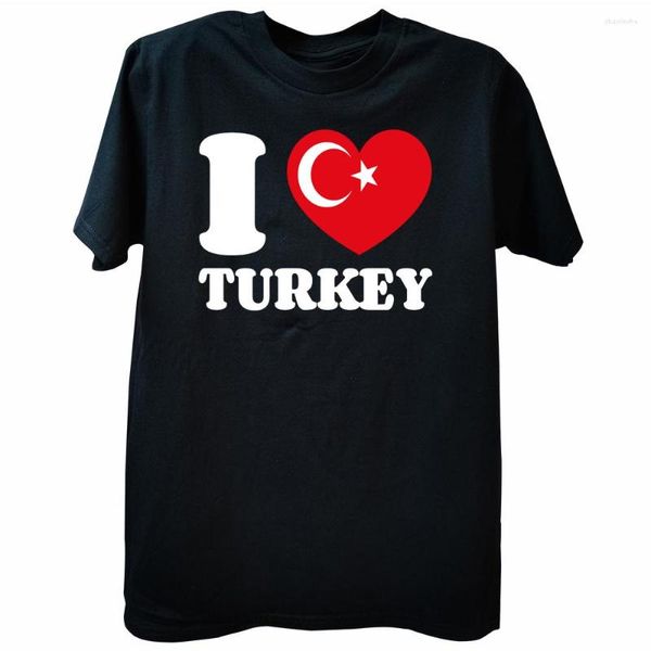 Camisetas de hombre divertidas I Love Turquía estilo clásico de verano gráfico ropa informal de algodón de manga corta regalos de cumpleaños camiseta ropa de hombre