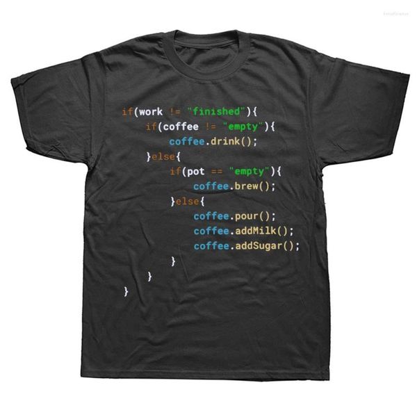 T-shirts pour hommes Funny Java Programmer Coffee Coding T-Shirt Lovers Geek Nerd Gift Tee Tops Summer Cotton Casual EU Size