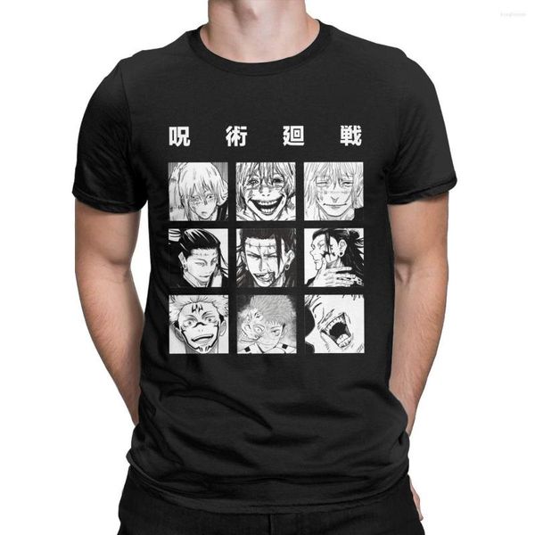 T-shirts pour hommes drôles Jujutsu Kaisen Manga Faces Panel Kawaii Sketched Art dessiné pour un ami Otaku Jjk Anime Lovers Vêtements Vintage