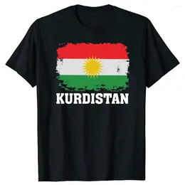 T-shirts masculins drôle kurdistan kurdish drapeau vintage vieillit style été graphique streetwear streetwear t-shirt à manches courtes hommes