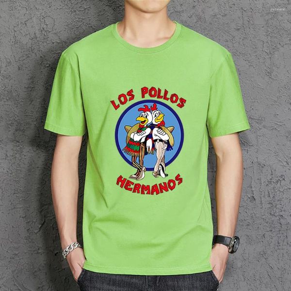 Camisetas para hombre, camiseta divertida con estampado de Los Pollos Hermanos para hombre, camiseta con gráficos Harajuku, ropa informal de algodón, manga corta para hombre de uso diario Vintage